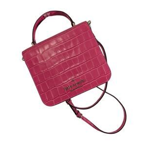 NWOT! KATE SPADE! CANDY PINK CROCO IMPRINT, BOXY STYLED CROSSBODY, PURSE, BAG!